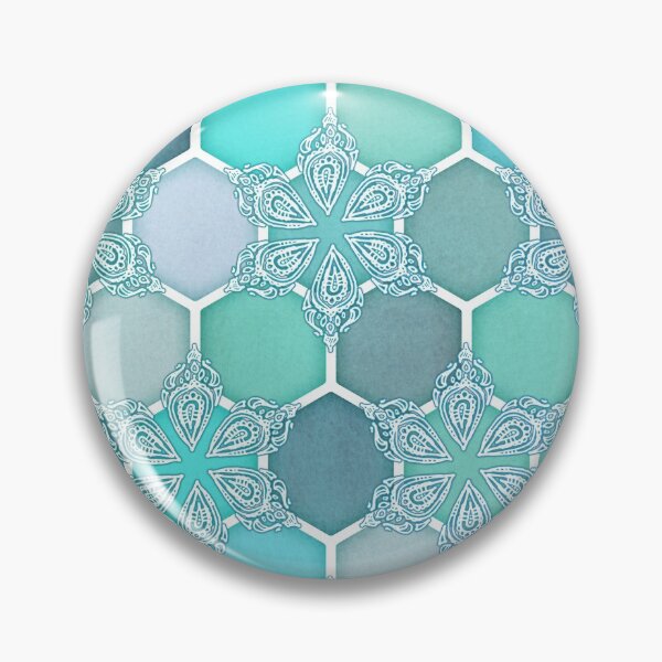 Item preview, Frozen Mint Honeycomb - Doodle Hexagon Pattern designed and sold by micklyn.
