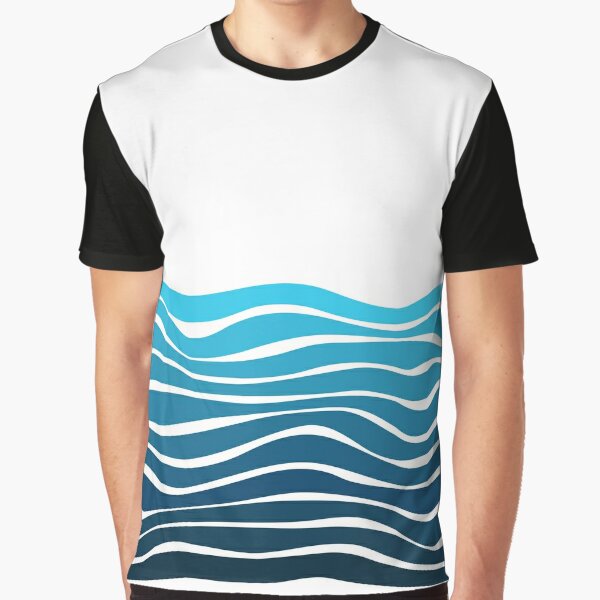 Blue ocean waves / Abstract curved lines Graphic T-Shirt