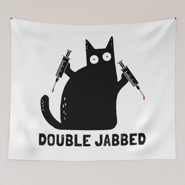 Item preview, Cat With Syringes, Double Jabbed, Fully Vaccinated designed and sold by NuttyShirt.