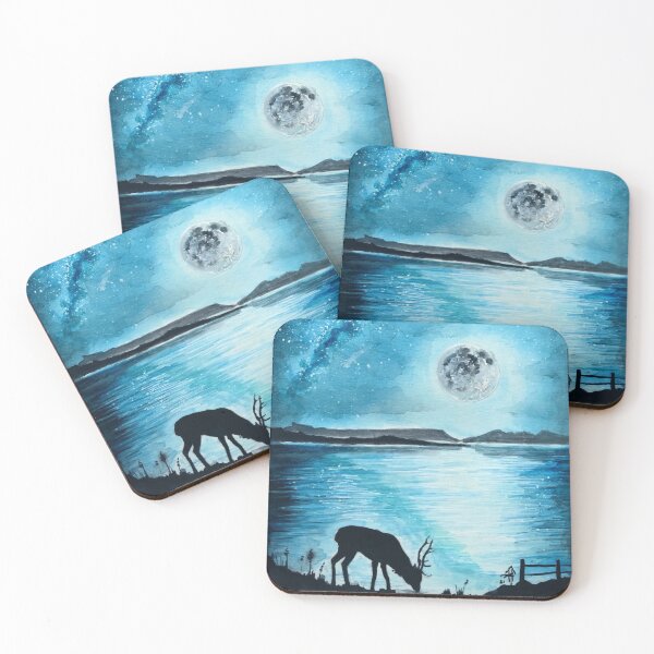 Item preview, Deer Licking Salt at Morar. Print from watercolour by Ash Winter designed and sold by AshWork-art.
