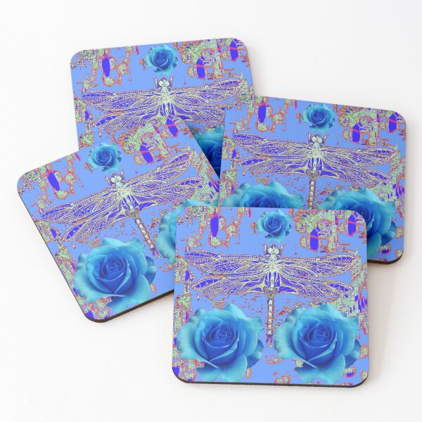 Item preview, BLUE ROSES &  DRAGONFLY ABSTRACT PATTERN ART designed and sold by sharlesart.