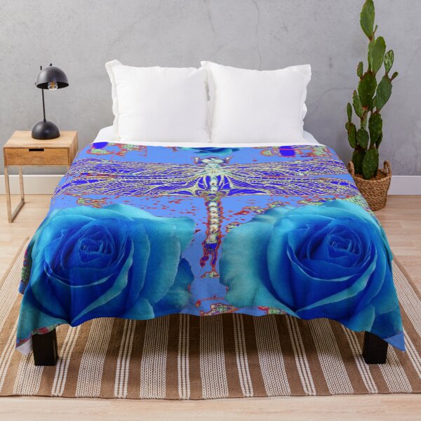 Item preview, BLUE ROSES & DRAGONFLY ABSTRACT PATTERN ART designed and sold by sharlesart.