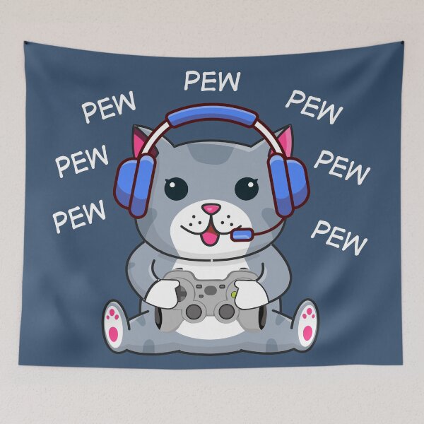 Item preview, Pew Pew Funny Gamer Cat designed and sold by S Cube Design.