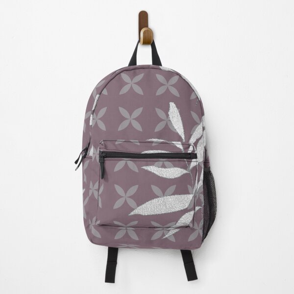 Item preview, Botanical leaves geometric pattern - Dark mauve gray grey and silver Caroline Laursen original designed and sold by Caroline Laursen.