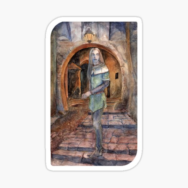 Watercolor medieval artwork Echoes from the Other Side Sticker