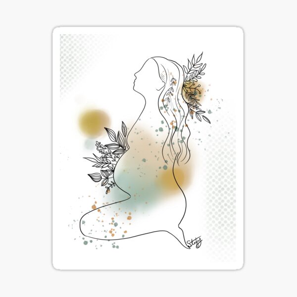 Item preview, Maternity flowers watercolor, turquoise, yellow, black. Stefy Artist designed and sold by Stefy  Artiste.