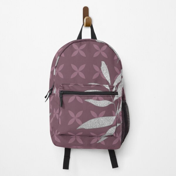Item preview, Botanical leaves geometric pattern - Dark aubergine mauve and silver Caroline Laursen original designed and sold by Caroline Laursen.