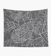 St Petersburg Map, Russia - Gray Wall Tapestry
