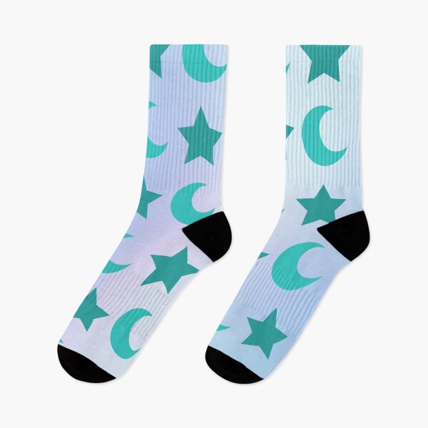 Item preview, Turquoise/Green Crescent Moon and Star Pattern in Blue Gradient Sky designed and sold by ShaunSandhu.