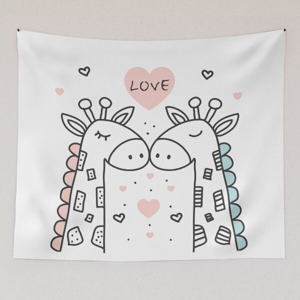Item preview, hand-drawn giraffe love valentines day designed and sold by Sya Prints.