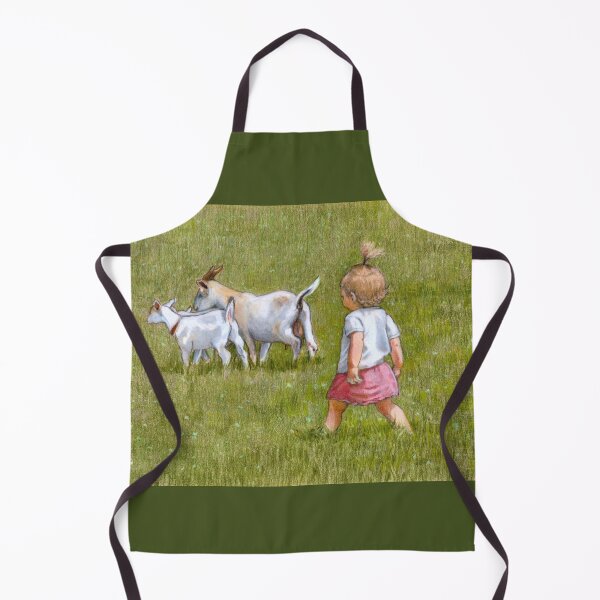 Item preview, Little Girl Chasing Goats, Color Pencil Art, Farm Life designed and sold by JoyfulWhimsy.