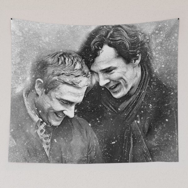 Item preview, Sherlock JohnLock Laughing in the Snow designed and sold by orionlodubyal.