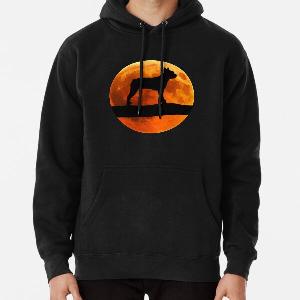 Boston Terrier Dog Silhouette Moon Boston Terrier lover Pullover Hoodie