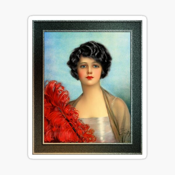 The Red Feather by Earl Christy Vintage Wall Decor Xzendor7 Old Masters Art Reproductions Sticker