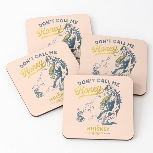 Item preview, "Don't Call Me Honey" Retro Pinup Cowgirl On Horseback Shooting A Snake designed and sold by The Whiskey Ginger Design Shop.