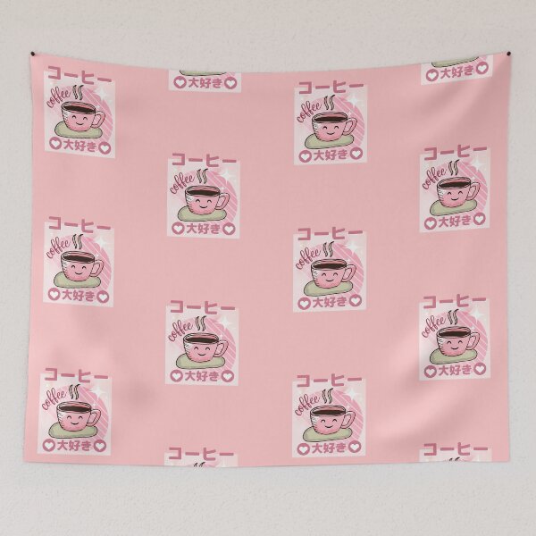 Item preview, Cute Pink Coffee Cup Japanese Coffee Daisuki Kawaii Design designed and sold by InkItStudio.