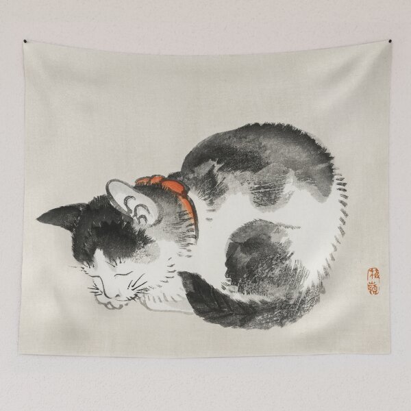 Item preview, Sleeping Cat by Kono Bairei Japanese Artistic designed and sold by tkims.