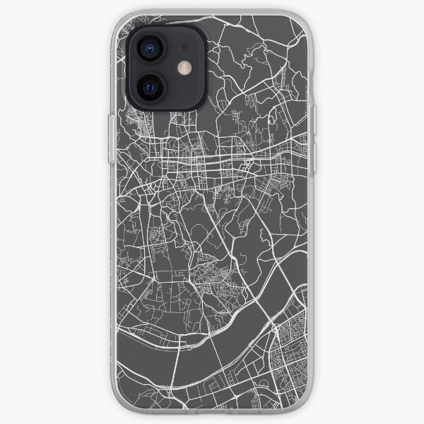 Carte de Séoul, Corée du Sud - Gris Coque souple iPhone