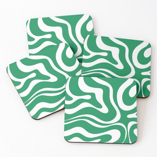 Item preview, Retro Modern Liquid Swirl Abstract Pattern Square in Kelly Green and White designed and sold by kierkegaard.