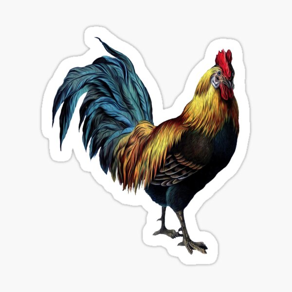 Rooster Vintage Oil Painting Sticker Sticker