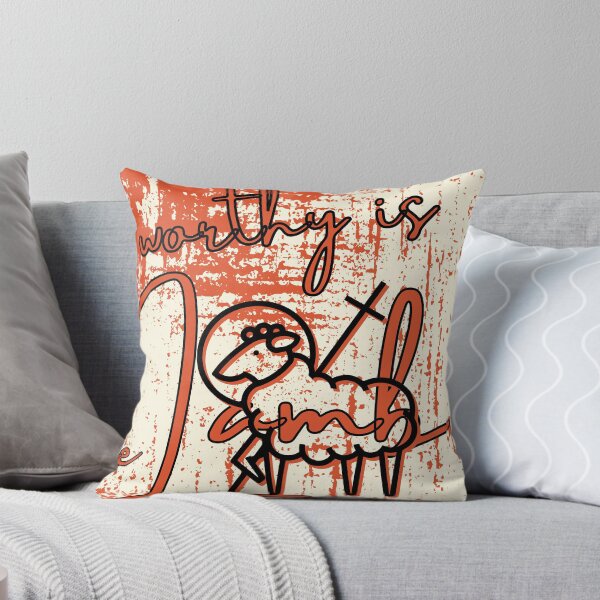 Item preview, "Worthy is the Lamb" Orange Black Abstract with Sheep & Cross Art designed and sold by Dream Big! by E. H..
