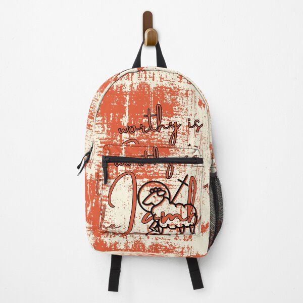 Item preview, "Worthy is the Lamb" Orange Black Abstract with Sheep & Cross Art designed and sold by Dream Big! by E. H..