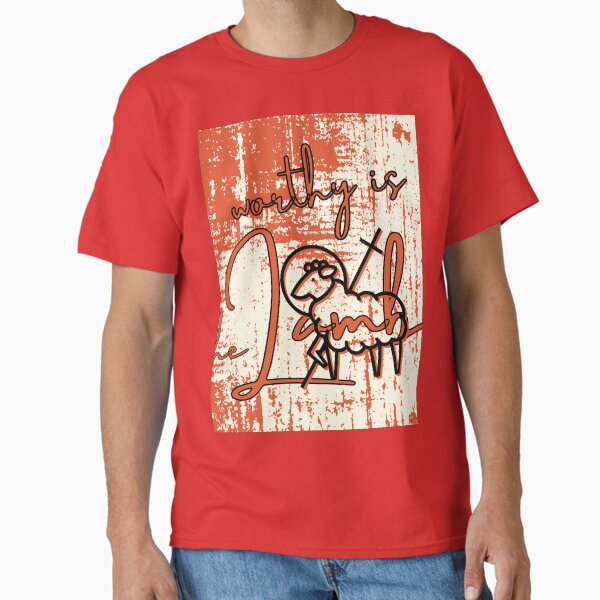 Item preview, "Worthy is the Lamb" Orange Black Abstract with Sheep & Cross Art designed and sold by Dream Big! by E. H..