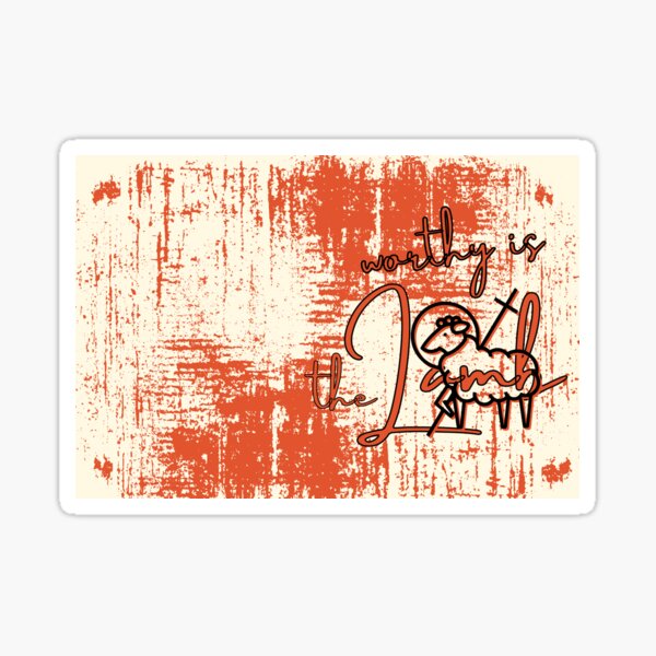 Item preview, "Worthy is the Lamb" Orange Black Abstract with Sheep & Cross Art designed and sold by Dream Big! by E. H..