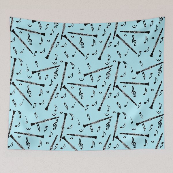 Item preview, Black Clarinet Music Note Pattern designed and sold by BartholGraphics.