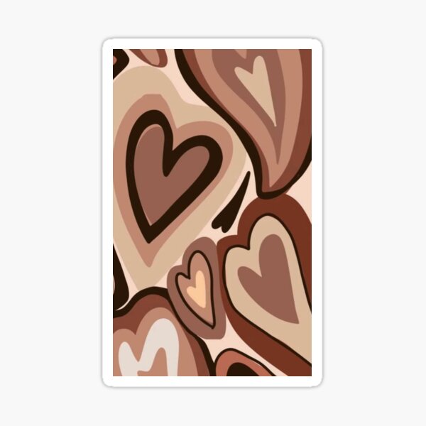 Multi Colored Hand-drawn Heart Stickers Red, Brown, Sage Green