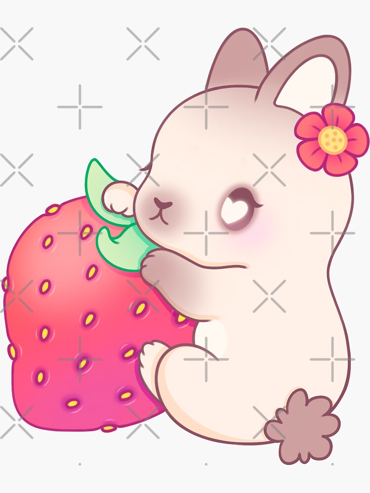 Cute Strawberry Bunny Sticker Sheet | Sticker