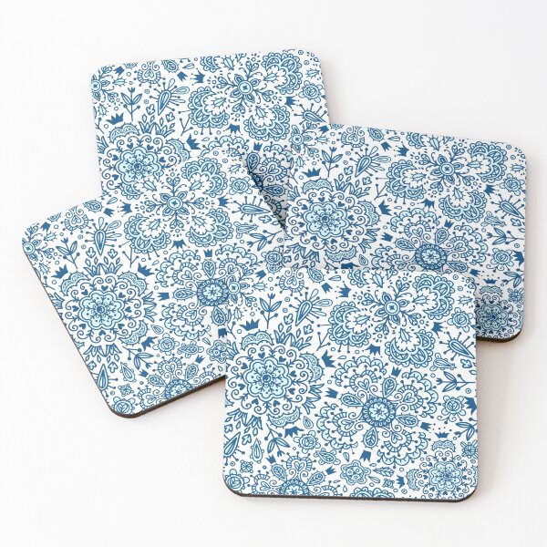 Item preview, Blue White floral porcelain pattern designed and sold by AuraDesigner.