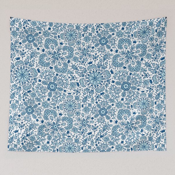 Item preview, Blue White floral porcelain pattern designed and sold by AuraDesigner.