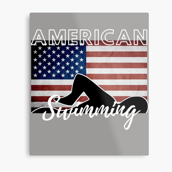 American USA Flag Swimming Patriotic Sports  Metal Print