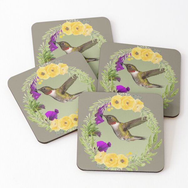 Item preview, Hummingbird Sipping Nector From A Purple Flower Design designed and sold by EarthArtDesigns.