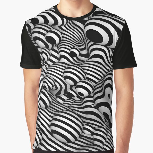 Op Art Black And White Striped Liquid Blobs Optical Illusion T Shirt For Sale By Hyproinc