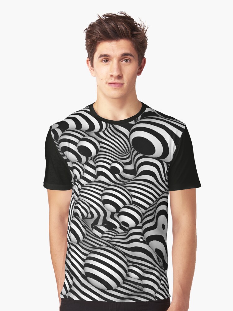 Op Art Black and White Striped Liquid Blobs Optical Illusion