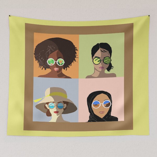 Item preview, Four women inspired by the song by nina Simone, my name is ... reflections of four different universes around the world, digital mixed painting and watercolor skiair designed and sold by skiair.