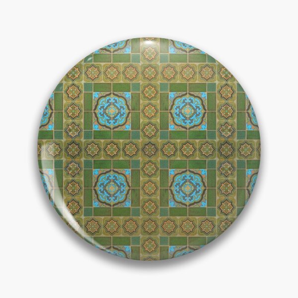 Item preview, Patrón de mosaico Catalina en verde oliva, dorado y cian designed and sold by ThomMorris.