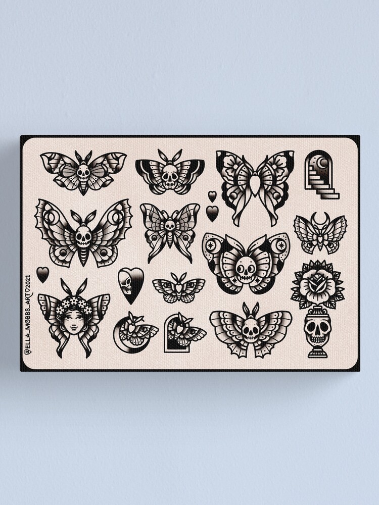 Skull Death Moth Classic Cute Traditional Tattoo Flash Style Print Skull Death Moth Classic Cute Traditional Tattoo Flash Style Print
