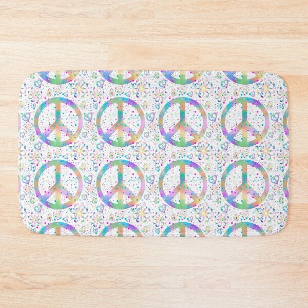 Flower Power Peace Dots Bath Mat