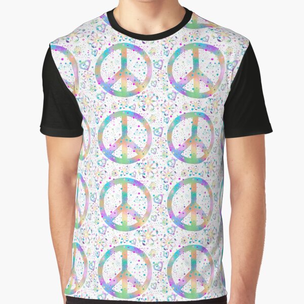 Flower Power Peace Dots Graphic T-Shirt