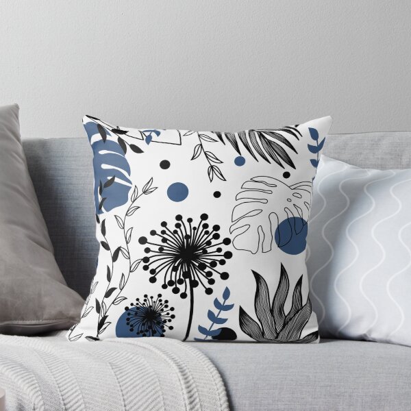 Item preview, Aesthetic Black Metalic Blue Botanical Pattern designed and sold by peacefulspace20.
