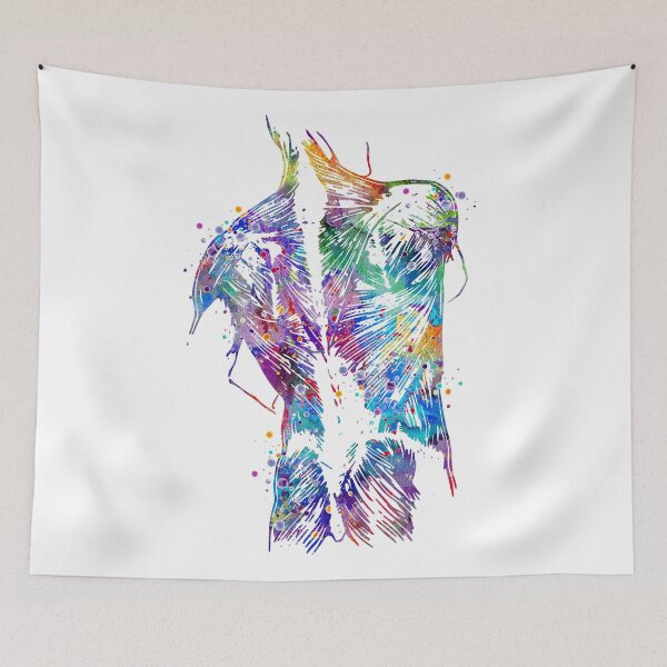 Item preview, Human Back With Muscles Blue Purple Watercolor Gift designed and sold by LotusGifts.