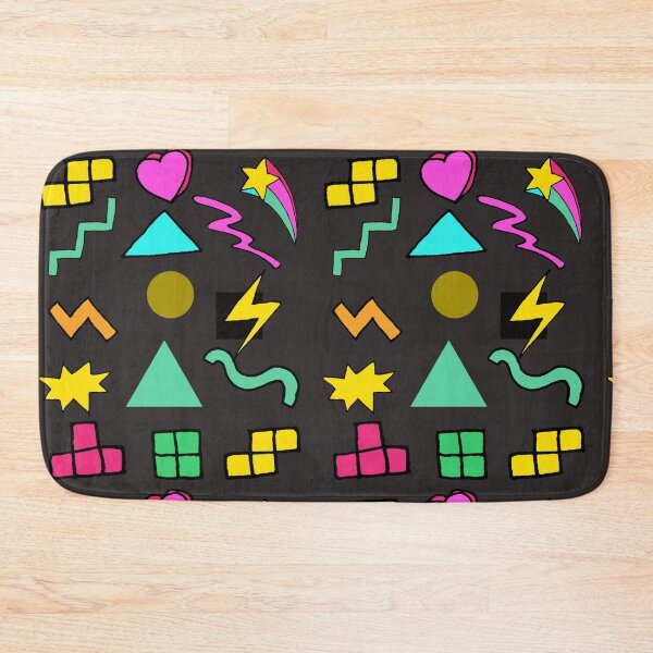 Retro Vintage Funky Geometric Shapes Designs Bath Mat