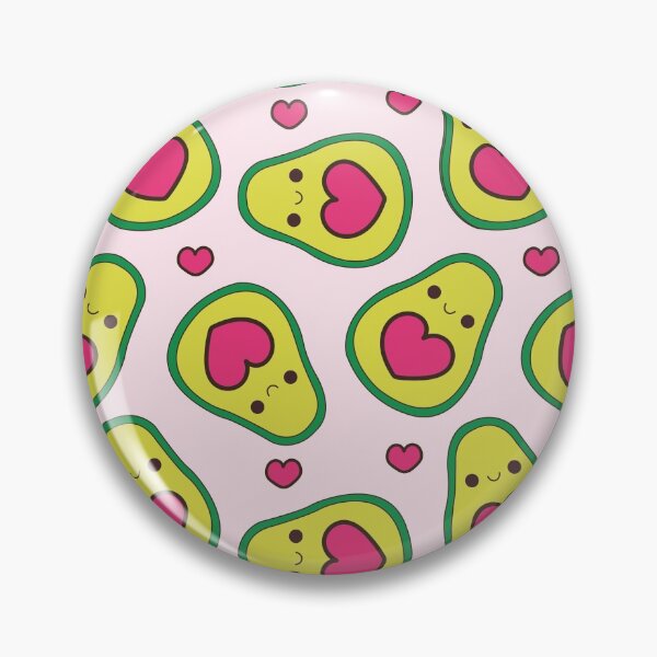 Item preview, Kawaii avocados pattern on pink background with hearts center designed and sold by Denisse diseno.