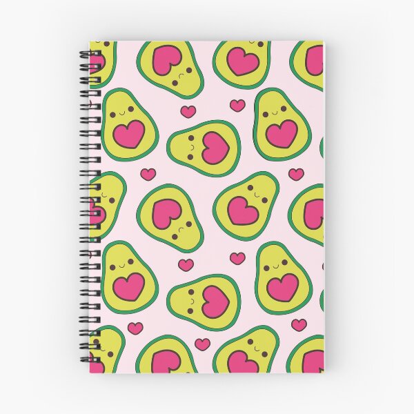 Item preview, Kawaii avocados pattern on pink background with hearts center designed and sold by Denisse diseno.