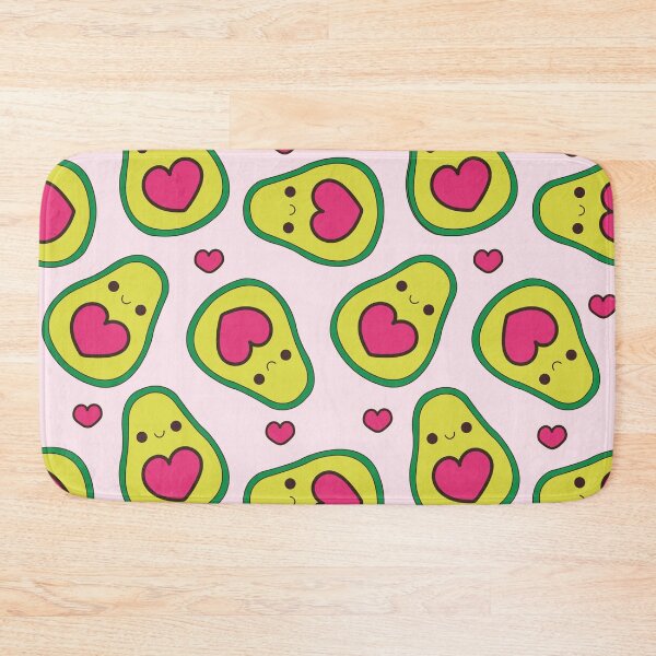 Item preview, Kawaii avocados pattern on pink background with hearts center designed and sold by Denisse diseno.