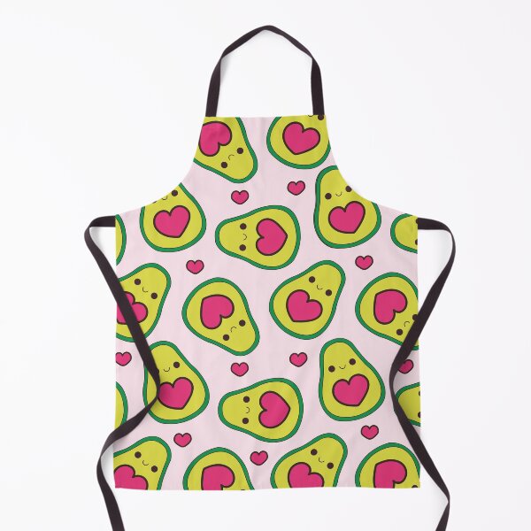 Item preview, Kawaii avocados pattern on pink background with hearts center designed and sold by Denisse diseno.