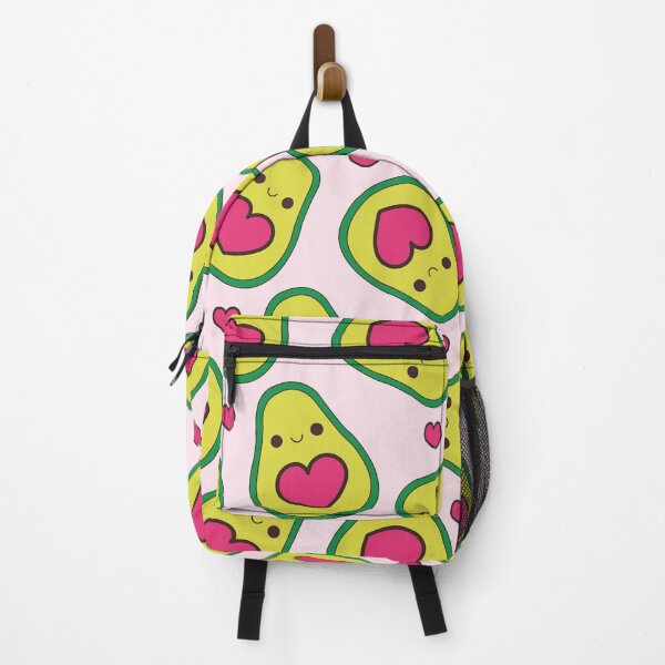 Item preview, Kawaii avocados pattern on pink background with hearts center designed and sold by Denisse diseno.